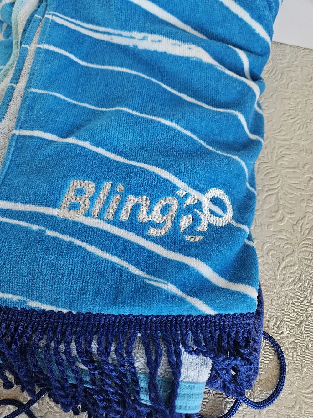 Blue Striped Beach Towel - Soft Cotton